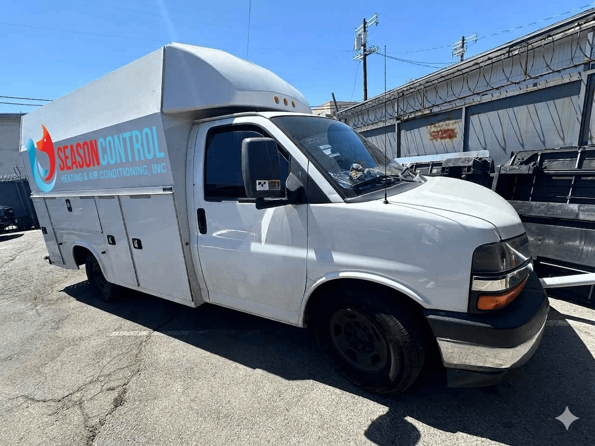 Season Control HVAC branded service truck with full branding and equipment